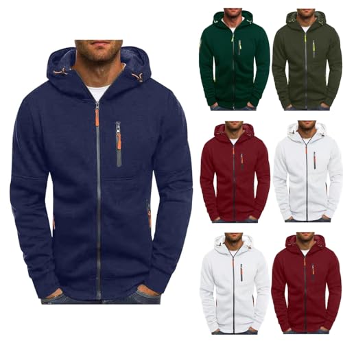 Kapuzenpulli ÜBergangsjacke Herren Jacke Zip Up Hoodies 2023 Kapuzenpulli Sweatshirt Winterjacke LäSsiges Top Fitness Pullover Lockerer Hoodie Warmer Sportlicher Pullover Jacke Langarm Streetwear von yruphome