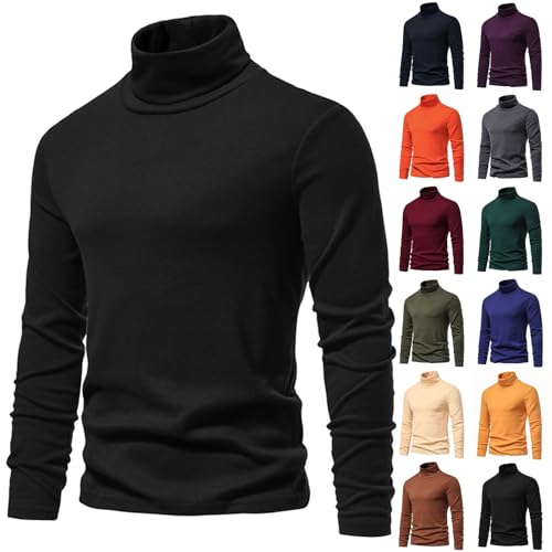 Langarm Oberteile Herren T Shirts Für Herren Freizeithemden Rollkragenpullover Mit Knöpfen Baumwolle Shirt Lässig Rollkragenpullover Oberteile Bluse Sportbekleidung Freizeitkleidung Thermo Oberteile von yruphome