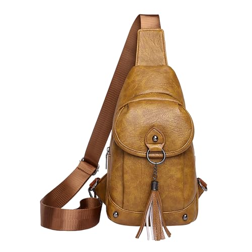 Leder UmhäNgetaschen, Frauen UmhäNgetasche, Kleine Brusttasche, Handy UmhäNgetasche, Kreuz Tasche, Wasserdichte GeldböRse, Mini Tasche FüR Outdoor Sport, Geschenk Radfahren, Reisen, Wandern (gelb) von yruphome