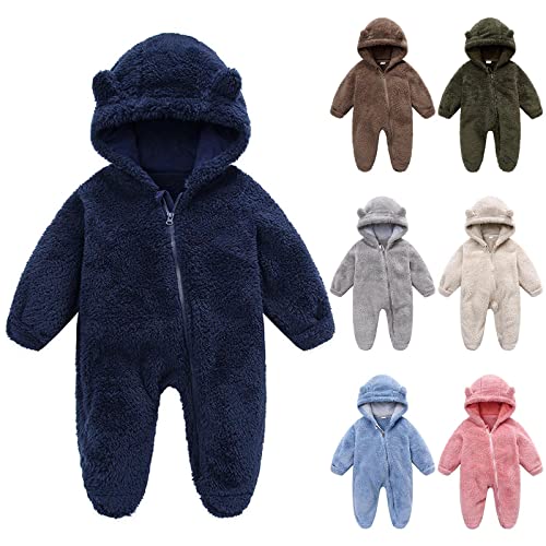 Overall Mit Kapuze Winter Flanell Strampelanzug Spielanzug Baby SchneeanzüGe Fleece Overall Fuß Babys Onesie Warme Pyjamas Outfits Neugeborenes Kleinkind MäDchen Jungen Warmen Overall 0-12 Monate von yruphome