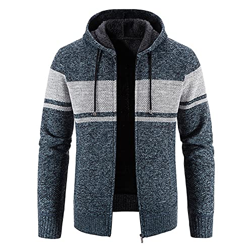 Plus GrößE Sweatshirt FüR Herren Mode Fleecejacke PlüSch Dicke Warme Winterjacke Langarm Solide ÜBergangsjacke Warme Lockere Strickjacke Patchwork Kapuzen Freizeit Pullover Outdoor Jacke von yruphome