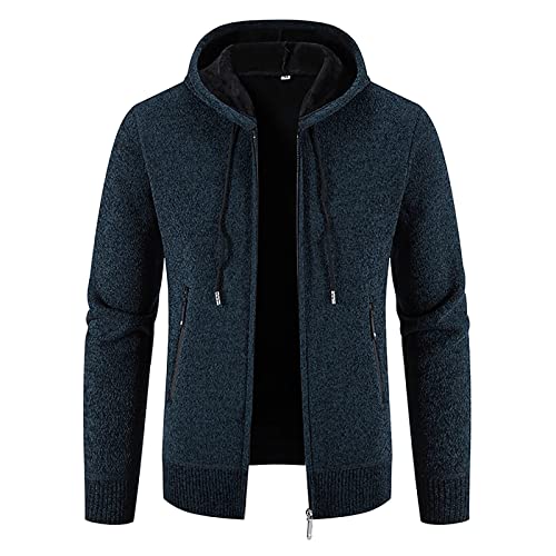 Plus GrößE Sweatshirt FüR Herren Mode Fleecejacke PlüSch Dicke Warme Winterjacke Langarm Solide ÜBergangsjacke Warme Lockere Strickjacke Patchwork Kapuzen Freizeit Pullover Outdoor Jacke von yruphome