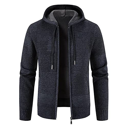 Plus GrößE Sweatshirt FüR Herren Mode Fleecejacke PlüSch Dicke Warme Winterjacke Langarm Solide ÜBergangsjacke Warme Lockere Strickjacke Patchwork Kapuzen Freizeit Pullover Outdoor Jacke von yruphome