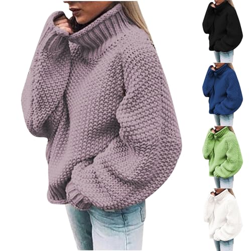 Pullover Damen Elegante Rollkragenpullover Warme Langarm Strickpullover Lose Chunky Pulli Tops Basic Grobstrick Casual Jumper Sweater Baggy Gestrickt Pullover Sweatshirt Oberteile Für Herbst Winter von yruphome