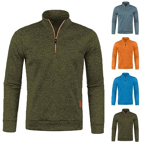 Pullover Herren Langarm Sweatshirt Pullover Winter Gestrickt Pullover V Hals T Shirts LäSsig ReißVerschluss Tops Warm Bequemen ÜBergang Jacke Stand Up Kragen Burgundy Gestrickt Bluse Herbst Winter von yruphome