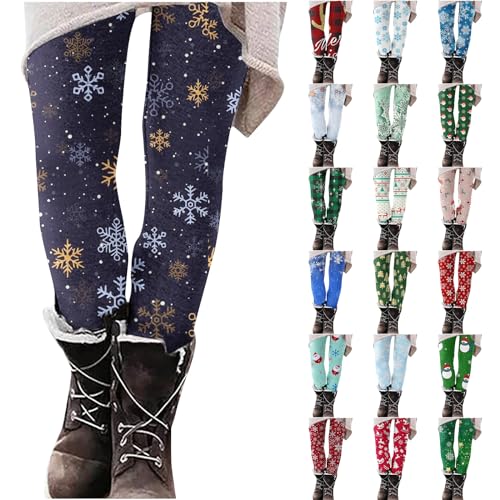 Thermo Strumpfhose Damen Weihnachten Druck Leggings Casual Trendy Hosen Freizeithose Strumpfhosen Leggings Bequem Stoffhose Herbst Winter Warme Leggings Damen Festlich Elegant Sporthose Yogahose von yruphome