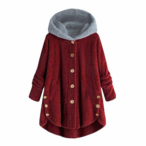 yruphome Damen Fleecejacke Weihnachtsdruck PlüSch Kapuzenjacke Winterjacke Warmer Teddy Fleece Mantel Flauschiger Pullover Sweatshirt Loungewear ÜBergangsjacke Weich Bequemer Flauschiger Wintermantel von yruphome