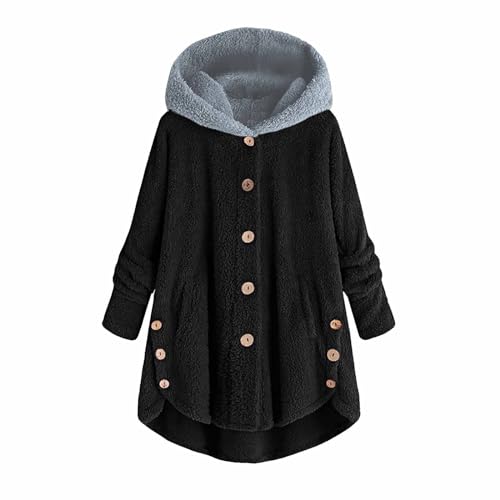 yruphome Damen Fleecejacke Weihnachtsdruck PlüSch Kapuzenjacke Winterjacke Warmer Teddy Fleece Mantel Flauschiger Pullover Sweatshirt Loungewear ÜBergangsjacke Weich Bequemer Flauschiger Wintermantel von yruphome