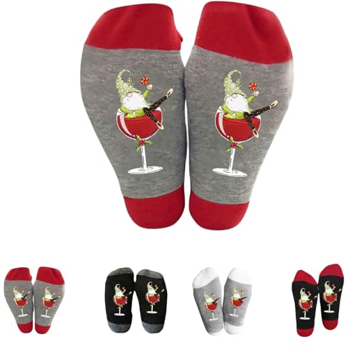 yruphome Damen Herren Weihnachten Socken Baumwolle Weinglas-Muster Socken Witzige Happy Kuschelsocken FüR MäNner Frauen Rocking Socks Unisex Lustige Geschenke Socken Bunte Gemusterte Socken (C) von yruphome