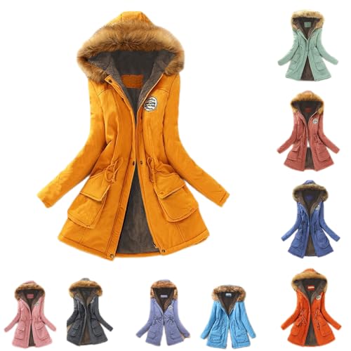 yruphome Damen Mantel Warm GefüTtert Fleece Mantel LäSsig Kapuzenjacke PlüSch Jacke Softshell Jacke Winddicht Parka Warm Strickjacke ReißVerschluss Kordelzug Kapuzenjacke ÜBergangsjacke Outdoor Jacke von yruphome