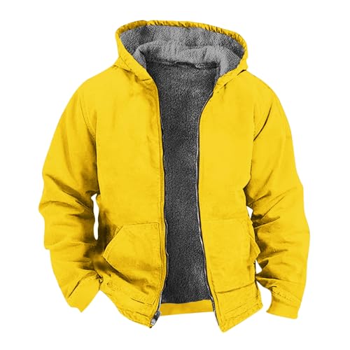 yruphome Fleece Cardigan Jacke FüR Herren, Männer Flauschiger Hoodie ReißVerschluss Warmer Wintermantel Flauschiger Offener Vorderseite ÜBergrößE LäSsige Oberbekleidung Taschen LangäRmliges Overshirt von yruphome