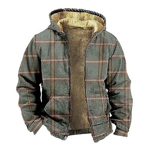 yruphome Fleece Cardigan Jacke FüR Herren, Männer Flauschiger Hoodie ReißVerschluss Warmer Wintermantel Flauschiger Offener Vorderseite ÜBergrößE LäSsige Oberbekleidung Taschen LangäRmliges Overshirt von yruphome