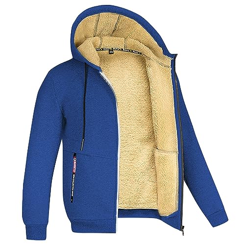 yruphome Fleecejacke Herren Winterjacke PlüSch Dick Wintermantel Warm ÜBergangsjacke Mit Kapuze Sweatshirt Mit Tasche PlüSch Jacke Outwear LangäRmlig Kapuzen LäSsige Jacke Winddicht Outdoor Jacke von yruphome