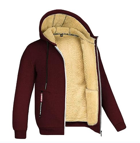 yruphome Fleecejacke Herren Winterjacke PlüSch Dick Wintermantel Warm ÜBergangsjacke Mit Kapuze Sweatshirt Mit Tasche PlüSch Jacke Outwear LangäRmlig Kapuzen LäSsige Jacke Winddicht Outdoor Jacke von yruphome