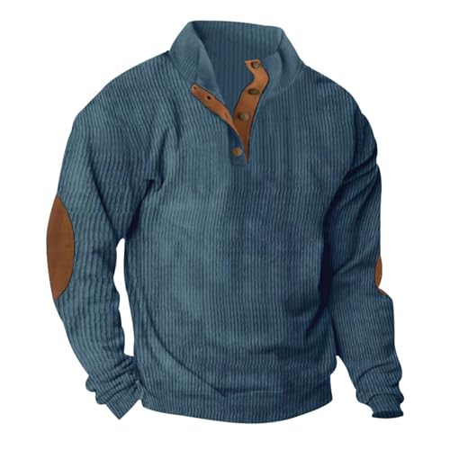 yruphome Herren Western Winterjacke Warm Cowboy Pullover 1/4 Zip Stand Kragen Langarm Land Sweatshirts Herren LäSsig Henley Pullover Cord Polo Sweatshirt Thermopullover Taktische Jacke Shirt Bluse von yruphome