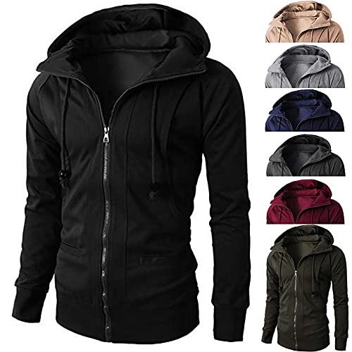 yruphome Herren Winter Hoodie, Long Sleeve Herren Sport Jacke Mit Full Zip Hoodie Fleece Sweatshirt FüR MäNner Pullover Bluse Tops Hooded Herren Wanderjacke FüR Das Laufen Herbst Winter von yruphome