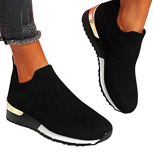 yruphome Trainer Damen Laufschuhe Leichtes Fitnessstudio Sport Workout Sneakers Walking Tennis Slip On Schuhe Bequeme Casual Mesh Sportschuhe Stretch Atmungsaktive Sneakers Mode Jogging Sneakers von yruphome