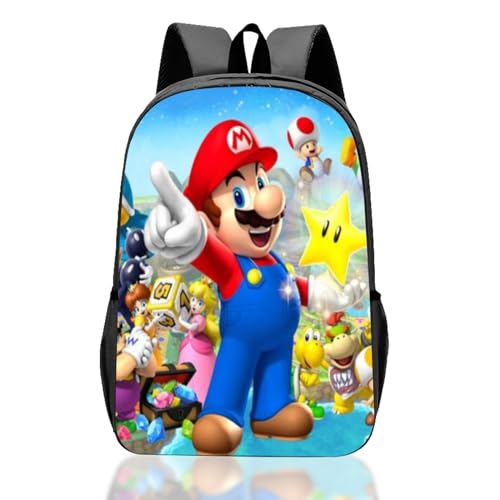 yumcute Mario Rucksack Kindergarten Mädchen Jungen, Kindergartenrucksack für Mädchen Jungs von 4-12 Jahren, Kinderrucksack 36cm x 24cm x 11cm, Das Perfekte Geschenk für Mädchen Jungs, Die Mario Lieben von yumcute