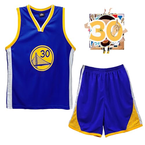 yumcute 2-Teiliges Basketball Trikot Kinder, Basketball Jersey Shirt und Shorts, Basketball ärmellose Anzug Jersey and Pants, Nr.30 Basketball Trikot, Kinder Basketball Jersey Set für 4-14 Jahre von yumcute