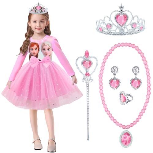 yumcute Mädchen Partykleid, Prinzessin Kleidung Mädchen Tüll Kleid Mädchen Prinzessinnen Kleid mit Diadem Zauberstab usw für Weihnachten Verkleidung Geburtstags Karneval Halloween von yumcute