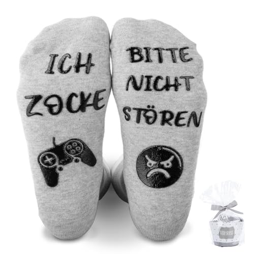 yumcute Gaming Geschenke für Jungs, Socken Gaming Socken mit Spruch gaming Socken Jungen 36-45 für Jungs Männer Opa von yumcute