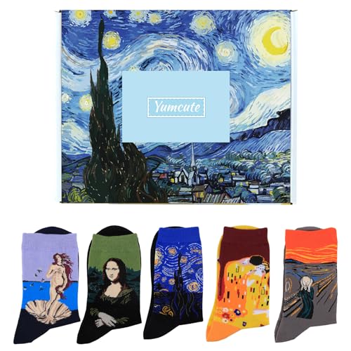 yumcute Lustige Socken Witzige Bunte Berühmtes Gemälde Socks Kuschelsocken für Paar Damen Herren Kinder Geschenk Lebensfreude 5 Paare von yumcute