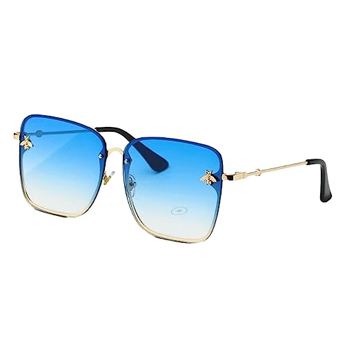 yuwqqoajv Vintage Brille mit Metallrahmen – klassische und bequeme Designer Sonnenbrille mit leichtem Rahmen für Damen, Farbverlauf blau von yuwqqoajv