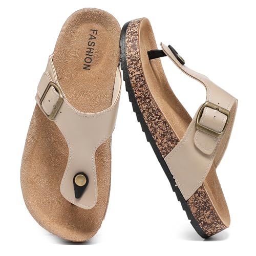 zaxunai Zehentrenner Damen Herren Rutschfest Sommer Sandalen Kork Fußbett Pantoletten,Bequeme Leichte Leder Flip Flops Badelatschen Unisex-Erwachsene zaxunai Zehentrenner Damen Herren Rutschfest Sommer Sandalen Kork Fußbett Pantoletten,Bequeme Leichte Leder Flip Flops Badelatschen Unisex-Erwachsene von zaxunai