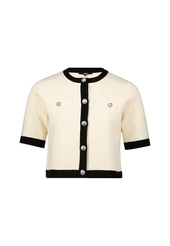 zero Damen Cardigan mit Knöpfen Patch CreamBlack,40 zero Damen Cardigan mit Knöpfen Patch CreamBlack,40 von zero