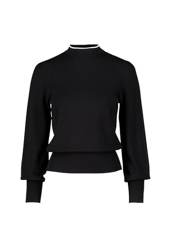 zero Damen Pullover mit Kontrastpaspel Patch BlackCream,36 zero Damen Pullover mit Kontrastpaspel Patch BlackCream,36 von zero