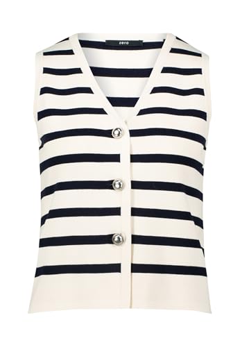 zero Damen Strickweste gestreift mit Knopfleiste 36, CreamDark Blue zero Damen Strickweste gestreift mit Knopfleiste 36, CreamDark Blue von zero