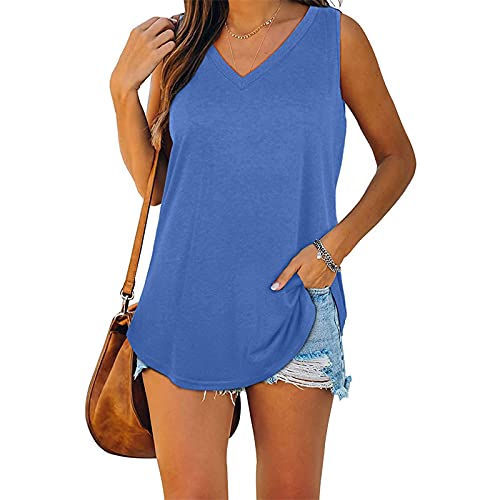 Women's Sports Shirt, Running t-Shirt Women, Yoga Fitness Tank top, Summer Sleeveless Vest, Sports Shirt Women's Short Sleeve, Tank Tops Women, Racer Back top (DE/NL/SE/PL, Alter, M, Blau) von zhaojiexiaodian