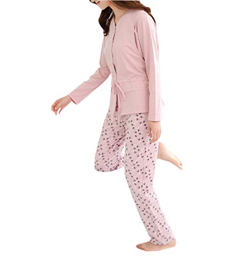Nachtwäsche Damen Umstandspyjama Lang - Schlafanzughose Schlafanzug Set Herbst Winter Warme Langarm (XL) von zhbotaolang