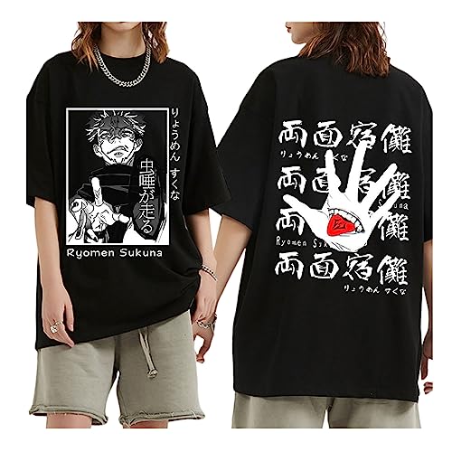 Anime Jujutsu Kaisen Ryomen Sukuna Unisex T Shirt Cartoon Fans Sommer Hip Hop Atmungsaktive T-Shirts (XL,Color 01) von zhedu