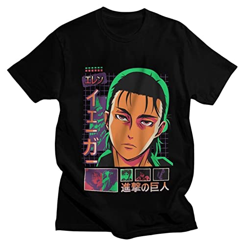 Attack on Titan T-Shirt Herren Kurzarm Casual T-Shirt Shingeki No Kyojin AOT Eren Yeager T-Shirt Tailliertes T-Shirt Tops (XL,Color 1) von zhedu