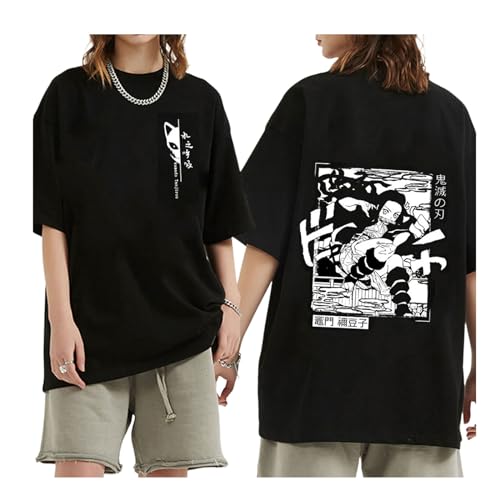 Demon Slayer Kimetsu No Yaiba Kamado Nezuko Grafikdruck T-Shirt Damen Harajuku Ästhetik Schwarz Tops T-Shirt Japan Style Damen T-Shirt (XXL,Color 05) von zhedu