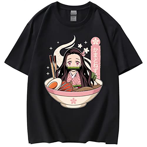 Demon Slayer T-Shirt Unisex Baumwolle Freizeit T-Shirt Kurzarm Japanisch Anime Manga Kamado Nezuko T-Shirt (XXS,Color 01) von zhedu