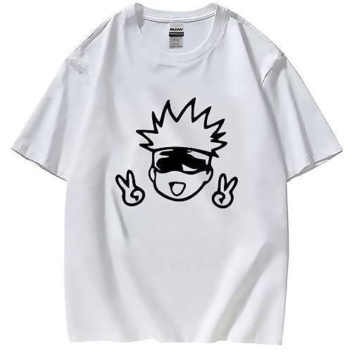 Japanisches Anime Jujutsu Kaisen T-Shirt Gojo Satoru Süßer Print Harajuku T-Shirts Unisex Kurze Ärmel (XXS,Color 02) von zhedu