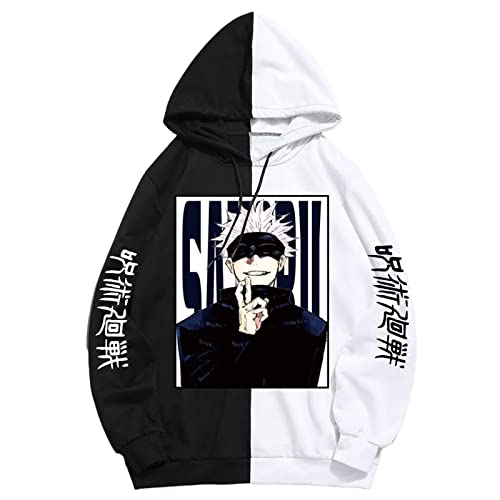 Jujutsu Kaisen Hoodie Pullover Gedruckt Unisex Sweatshirts Cool Cartoon Anime Casual Japanisch Männlich Streetwear (XS,Color 01) von zhedu