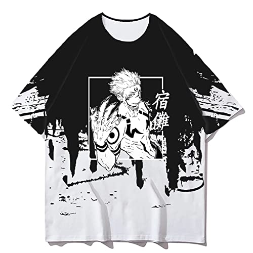 Jujutsu Kaisen T-Shirt Anime Herren Harajuku T-Shirts Kurzarm T-Shirts Sommer Casual Streetwear Print Tops (L,Color 03) von zhedu