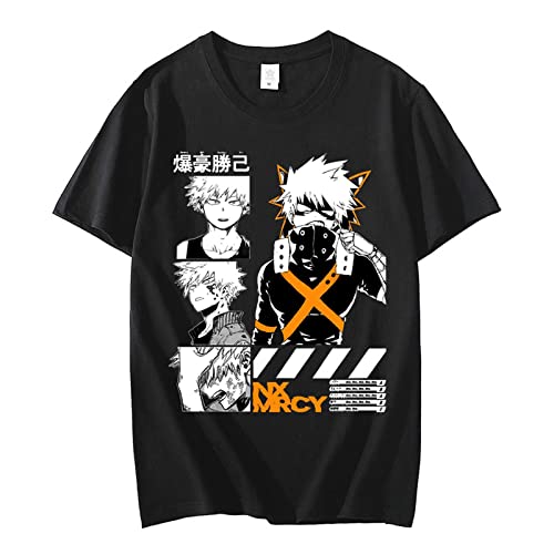 Katsuki Bakugou Hemd My Hero Academia T-Shirt Anime Graphic Tees Männer Streetwear Harajuku Mode Casual Cool T Shirt (4XL,Color 01) von zhedu