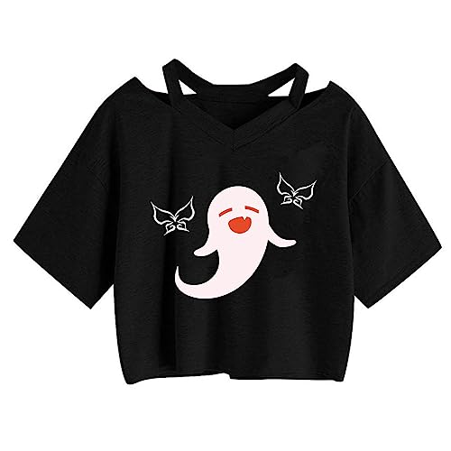 Kawaii Genshin Impact T-Shirt Frauen Spiel Grafik T-Shirts Kawaii Tops Harajuku Cartoon Hu Tao T-Shirt Lustiges Keqing Weibliches T-Shirt (XS,Color 01) von zhedu