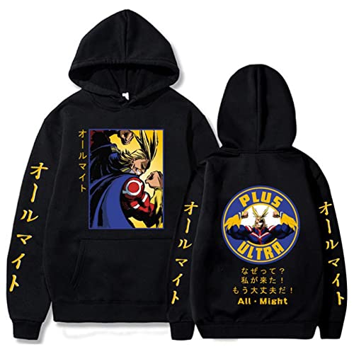 My Hero Academia Hoodie Anime All Might Graphics Print Sweatshirts Harajuku Streetwear Tops Cartoon Hip Hop Unisex Pullover (4XL,Color 01) von zhedu