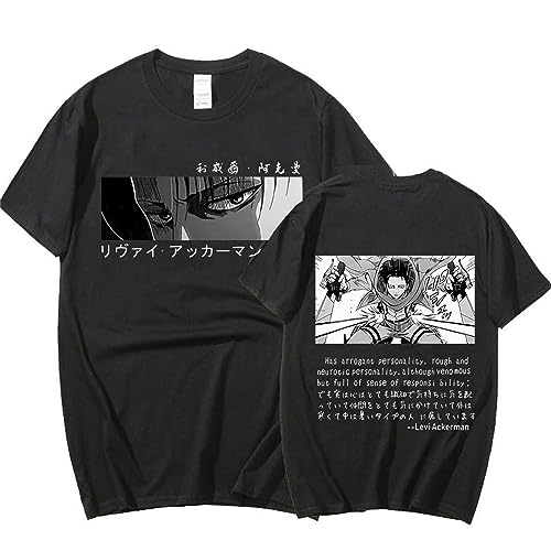 Sommer T-Shirts Attack on Titan T-Shirt Levi Ackerman Design AOT The Final Season Cartoon Anime Kurzarm (L,Color 1) von zhedu