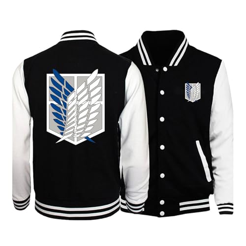 zhedu Anime AOT Baseball Uniform Jacke Männer Frauen Loose Fit Vielseitig Trendiges Design Übergroße Mäntel Attack on Titan Student Paar Y2K Casual Lose Jacke (color 01,3XL) von zhedu