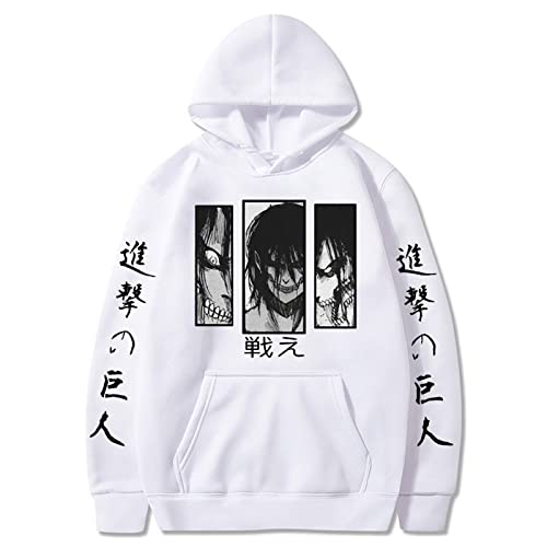 zhedu Anime Attack on Titan AOT Hoodies Eren Jaeger Graphic Hoodie Manga Schwarz Langarm Kapuzen-Sweatshirt Oversized Unisex (3XL,Color 02) von zhedu