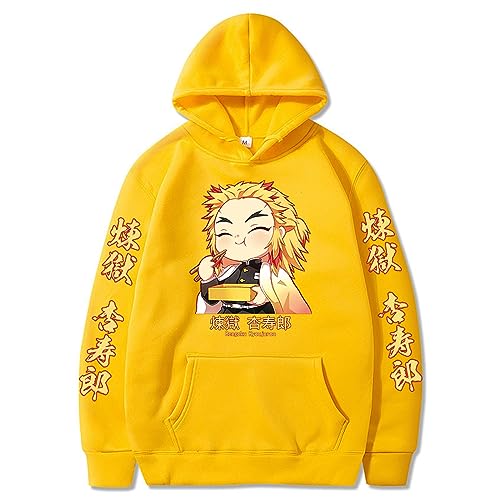 zhedu Anime Demon Slayer Hoodie Rengoku Kyoujuro Mit Kapuze Männer Frauen Übergroßen Lose Pullover Streetwear Tops Harajuku Trainingsanzug (Color 05,M) von zhedu