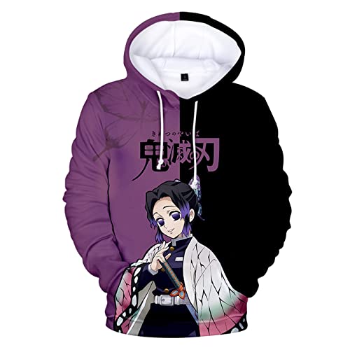 zhedu Anime Demon Slayer Kamado Nezuko 3D-Druck Hoodie Sweatshirts Männer Frauen Mode Lässige Pullover Harajuku Streetwear Hoodies (S,Kochou Shinobu) von zhedu