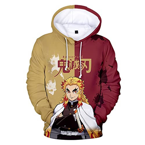 zhedu Anime Demon Slayer Kamado Nezuko 3D-Druck Hoodie Sweatshirts Männer Frauen Mode Lässige Pullover Harajuku Streetwear Hoodies (XXL,Rengoku Kyoujurou) von zhedu