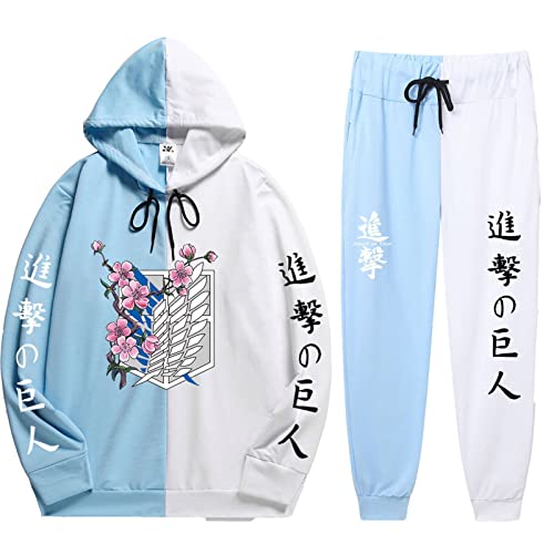 zhedu Anime Unisex Attack on Titan Hoodie Hosen Zweiteiler Sweatshirt Anzug Unisex Cosplay Trainingsanzug Outfits (XXS-4XL) (3XL,color 02) von zhedu